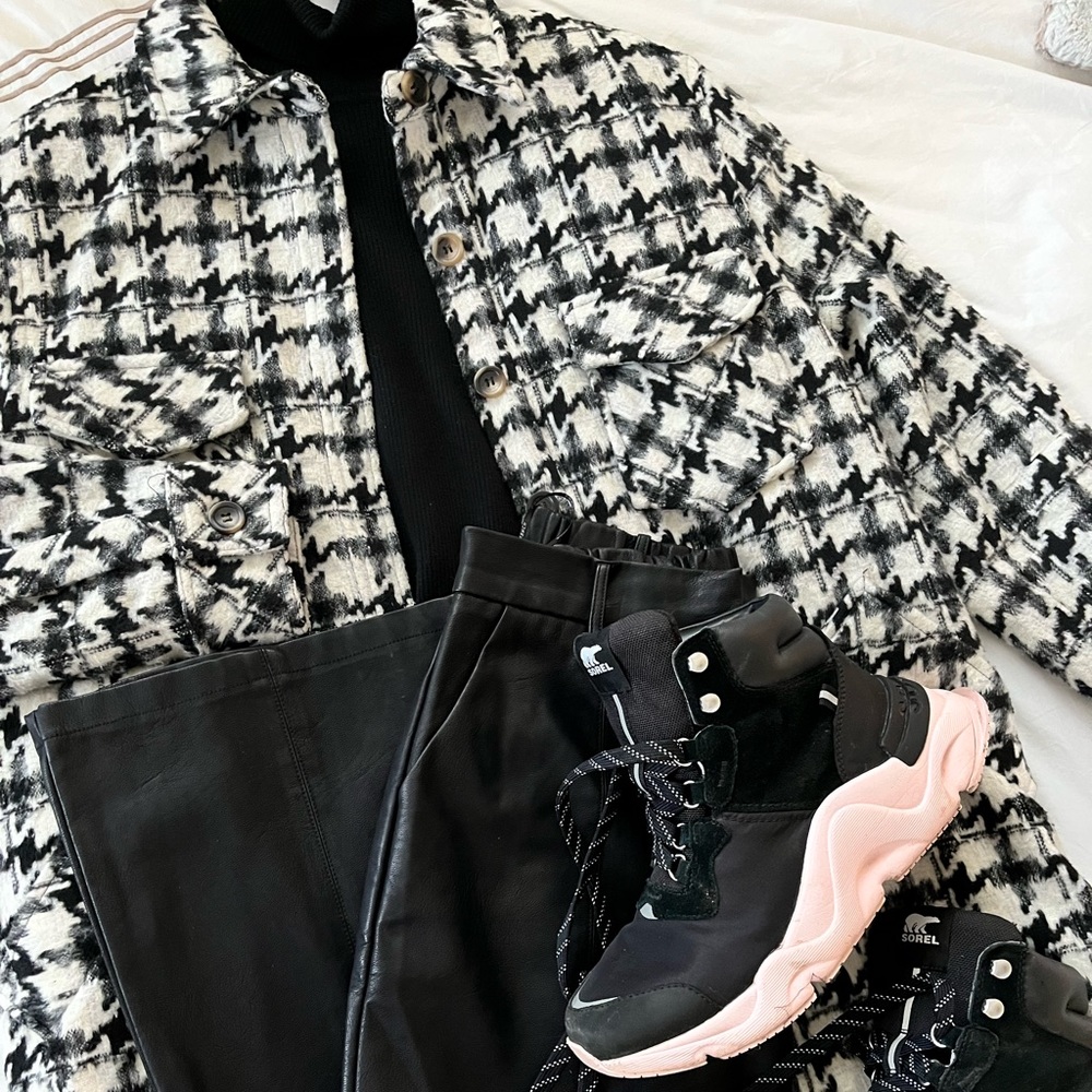 FRNCH Houndstooth Mohair Look Shacket